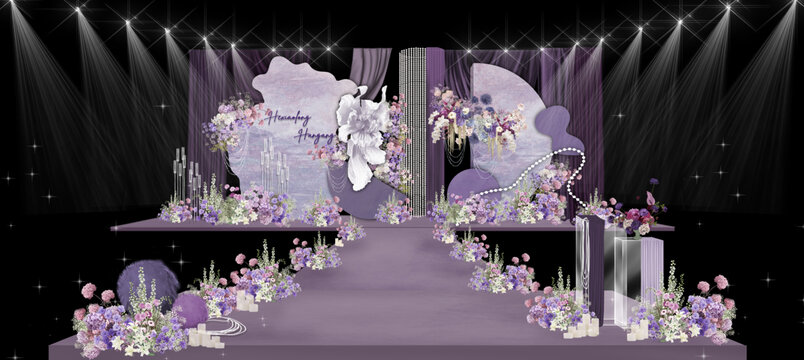 紫色布幔小众婚礼莫奈花园婚礼
