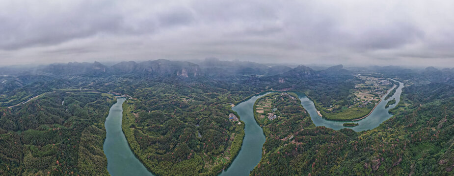 韶关丹霞山锦江冬季自然风光全景