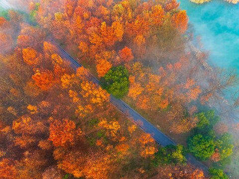杭州西溪湿地秋色风光航拍