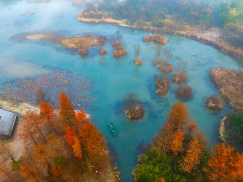 杭州西溪湿地秋色风光航拍