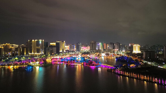 江西省吉安后河梦回庐陵景区夜景