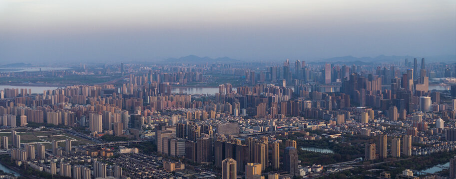 杭州城市风光全景航拍