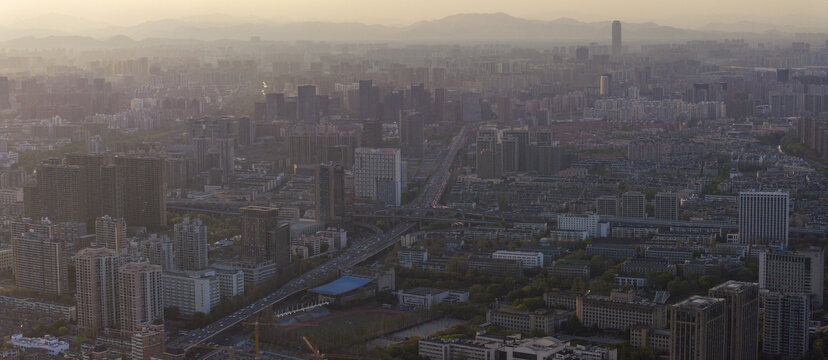 杭州城市风光全景航拍