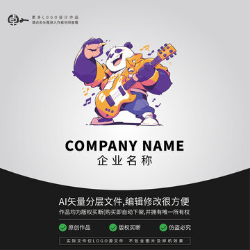 贝斯手熊猫音乐器LOGO