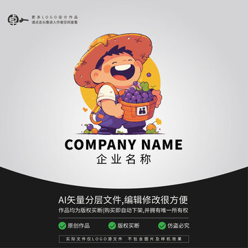 草帽男孩葡萄水果LOGO