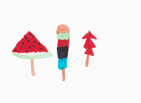 西瓜小树和圆柱冰淇淋