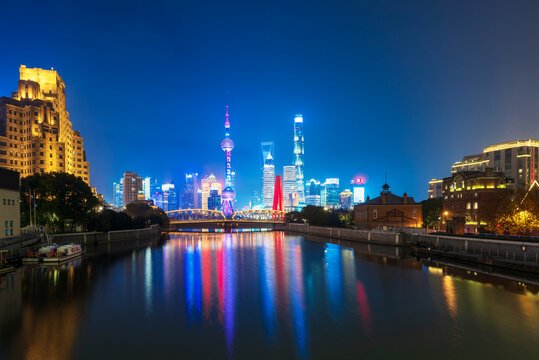 上海外滩苏州河夜景