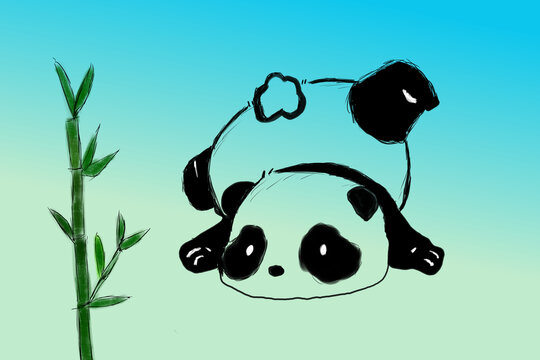 卡通大熊猫竹子素材动物