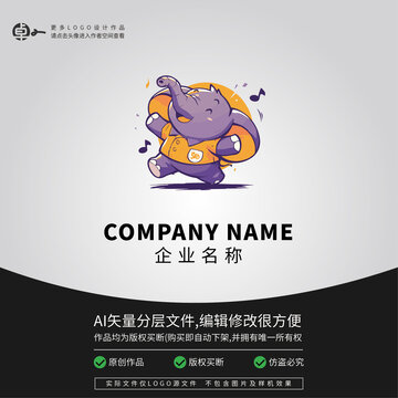 小象跳舞唱歌快乐卡通LOGO