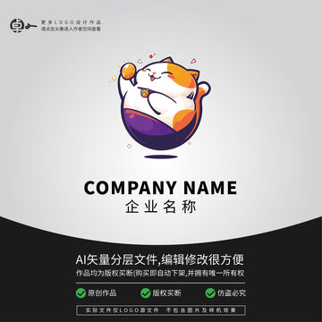 不倒翁招财猫猫LOGO