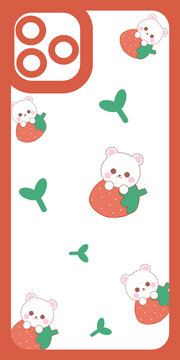 草莓小熊卡通图案手机壳
