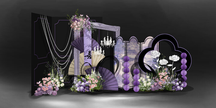 黑紫色婚礼效果图南洋风婚礼