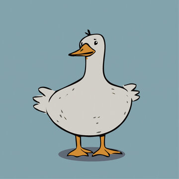 可爱的鸭子手绘扁平风格卡通矢量