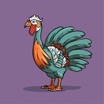 一只可爱的野鸡动物Q版卡通插画