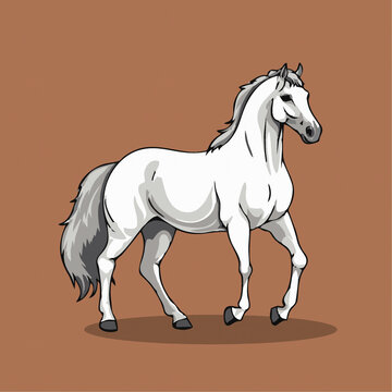 一只可爱的小马动物Q版卡通插画