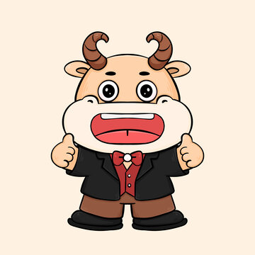 卡通可爱西装小牛