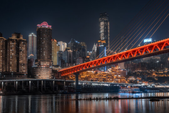 重庆山城洪崖洞嘉陵江夜景