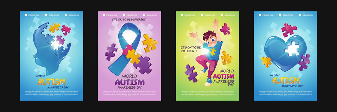 自闭症世界意识日宣传海报模板集合