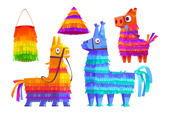 墨西哥彩色皮纳塔羊驼玩具素材集合