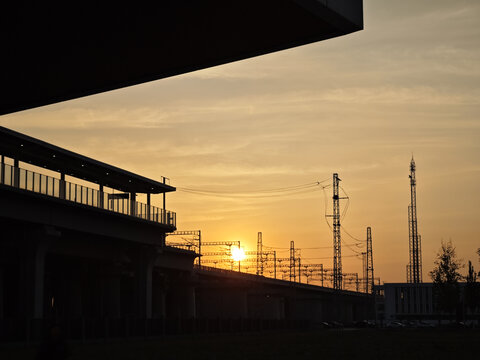 城市晚霞夕阳