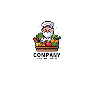 插画风蔬菜logo