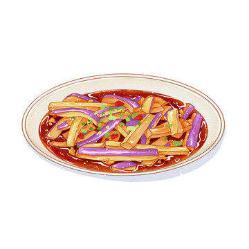 中国传统美食川菜茄子肉沫