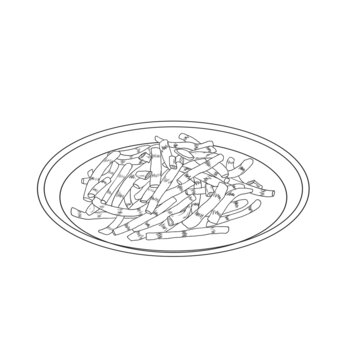 中国传统美食川菜干煸豆角线稿