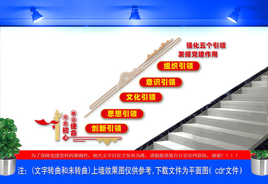 五个引领楼道文化墙