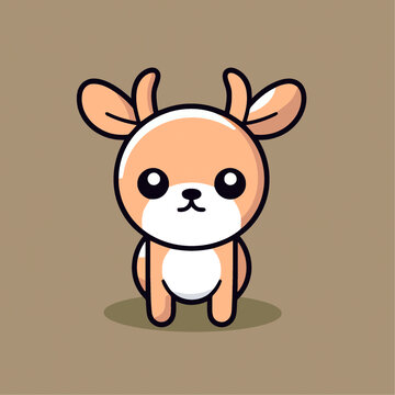 一只可爱的小鹿动物Q版卡通插画