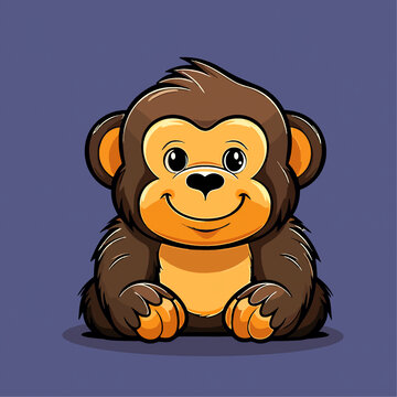 一只可爱的猴子动物Q版卡通插画