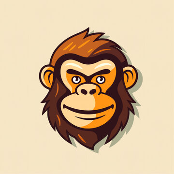 可爱的猴子头动物Q版卡通插画
