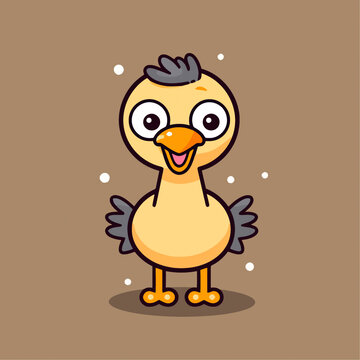 可爱的小黄鸭动物Q版卡通插画