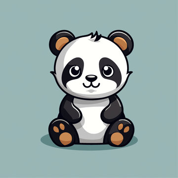 一只可爱的熊猫动物Q版卡通插画
