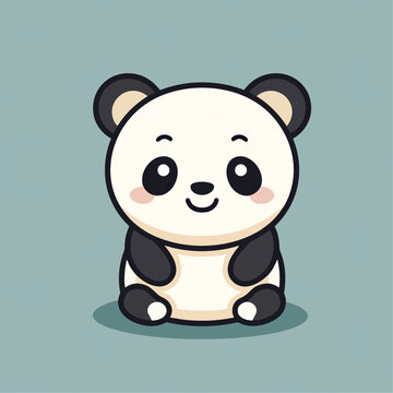 一只可爱的熊猫动物Q版卡通插画