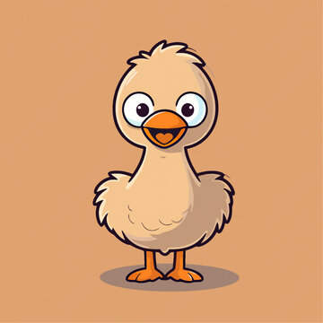 一只可爱的鸭子动物Q版卡通插画
