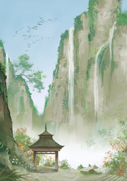 中国风板绘风景