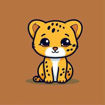 一只可爱的猎豹动物Q版卡通插画
