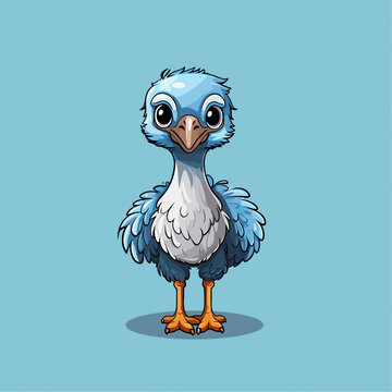 一只可爱的鸵鸟动物Q版卡通插画