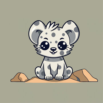 一只可爱的野狗动物Q版卡通插画