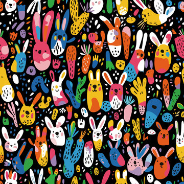 可爱的兔子和胡萝卜插画设计