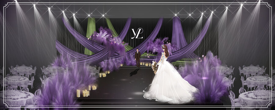 紫色小众婚礼舞台