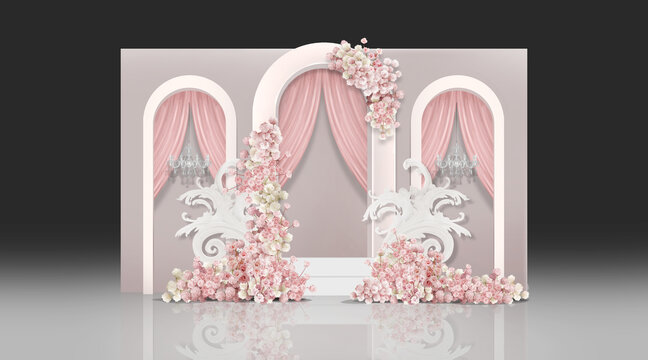 白粉色婚礼迎宾区