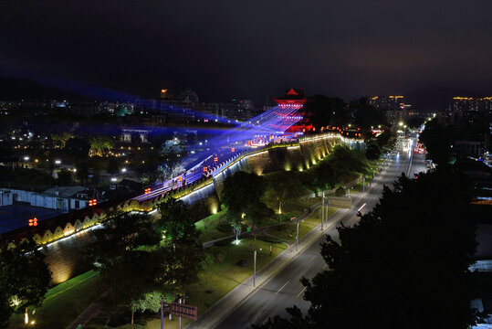 肇庆披云楼航拍灯光夜景