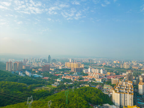 航拍景洪市现代城市风光