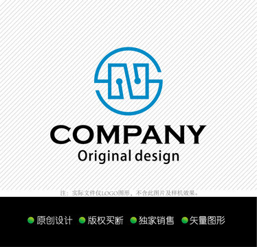 SN字母logo设计