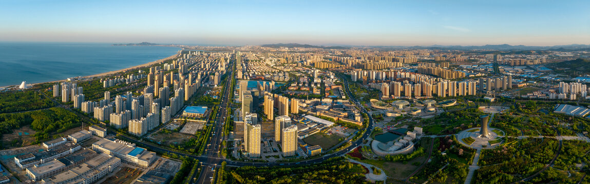 烟台黄渤海新区城市风光全景图