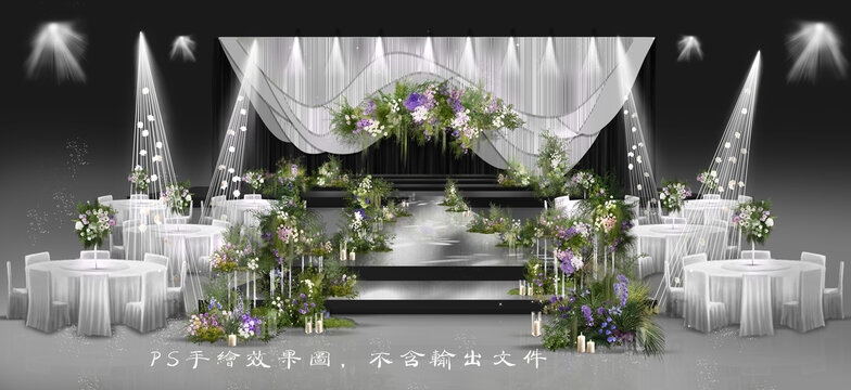 白色线帘韩式婚礼
