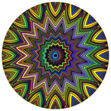 圆形彩色几何放射花纹图案