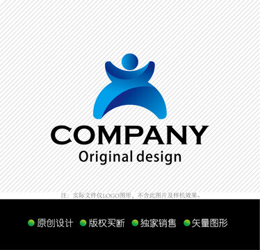 X字母卡通人物logo设计