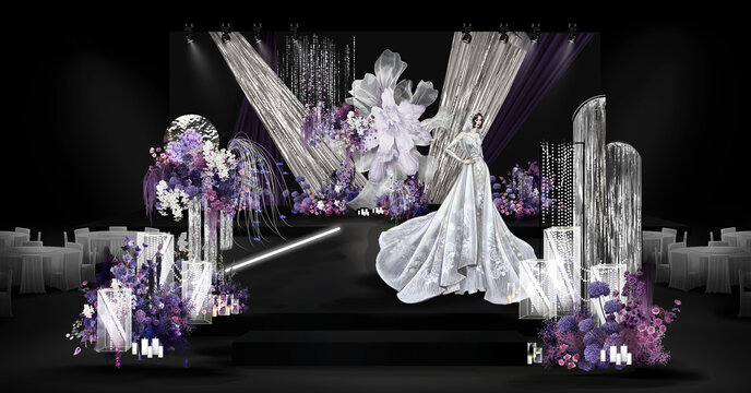 黑紫色小众婚礼舞台